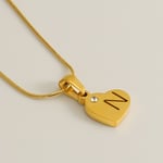 Gold color / 1 Piece Simple Series Simple Letter N Stainless Steel  Gold Color Rhinestone Unisex Pendant Necklaces Picture14